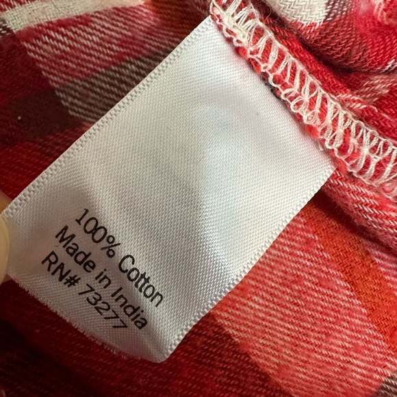 NWT Sonoma Women's Plus Sz 0X Supersoft Flannel Plaid Button Down Shirt Red - Picture 6 of 9